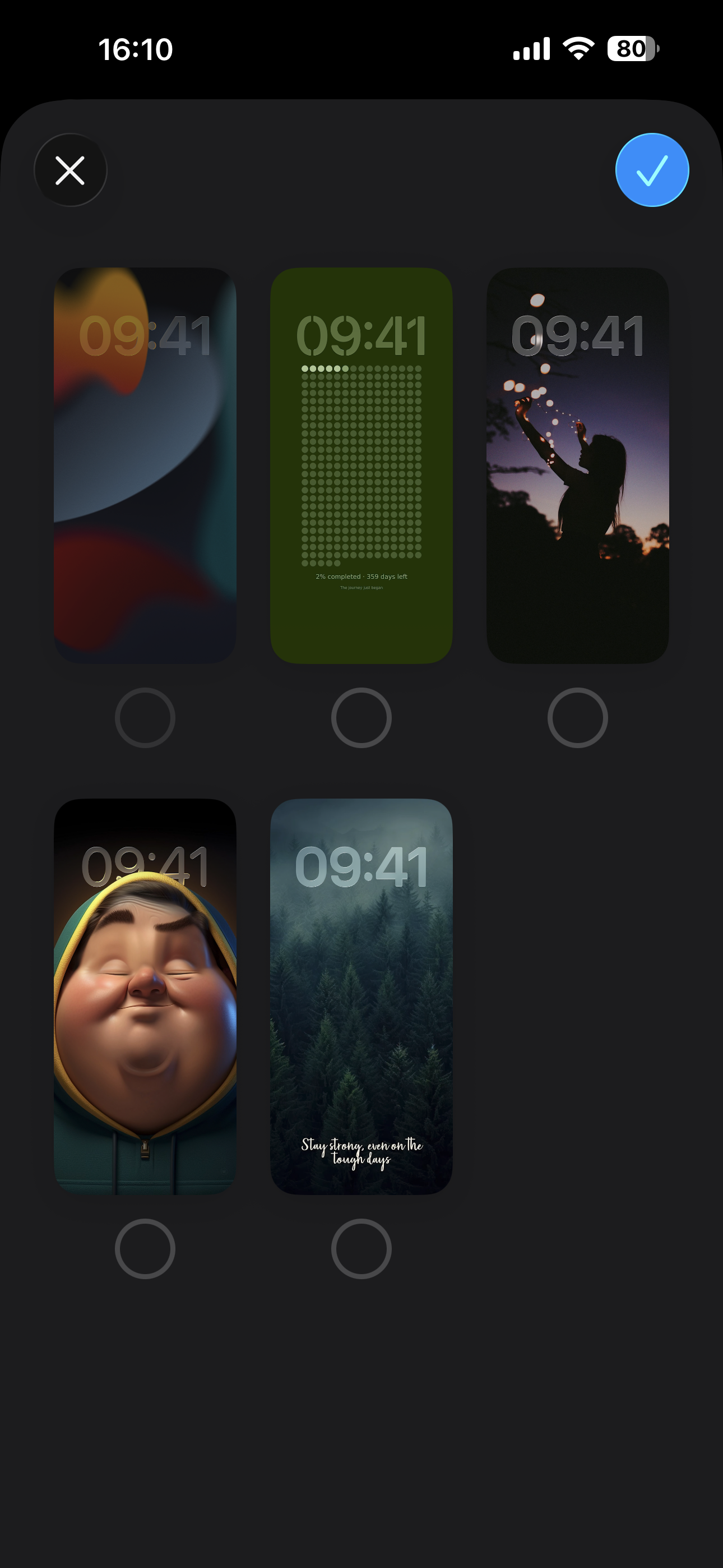Wallpaper slot picker showing how to select a slot